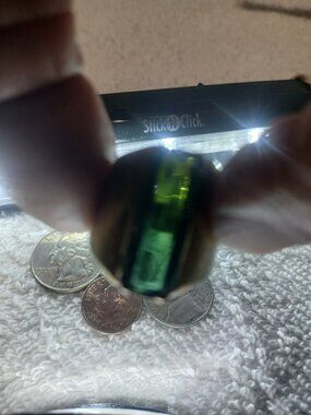 Vintage Men's Brass Ring with Green Tourmaline Stone